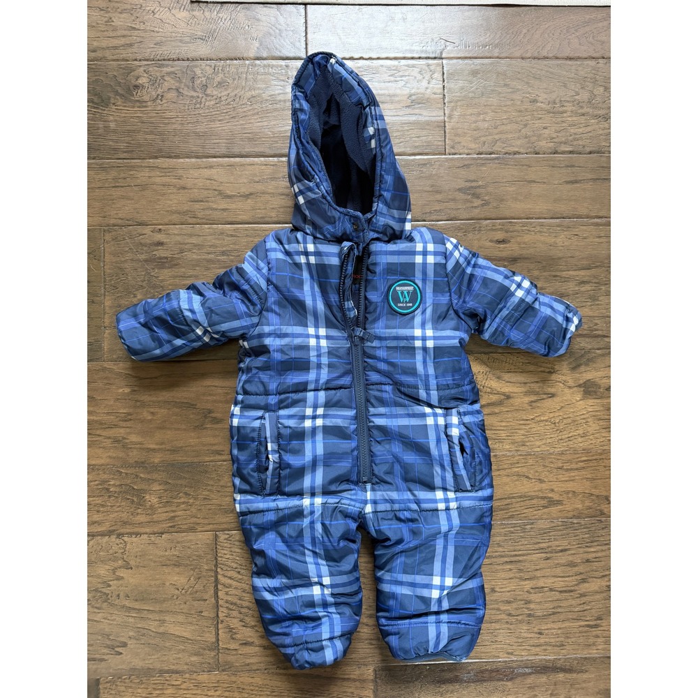 Weatherproof Infant Snowsuit Blue Plaid 18 Months